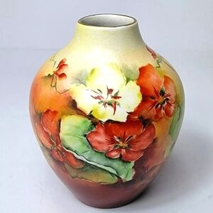 Antique Vase 1905 Signed Artist E.M. Barker Hand Painted Floral Art